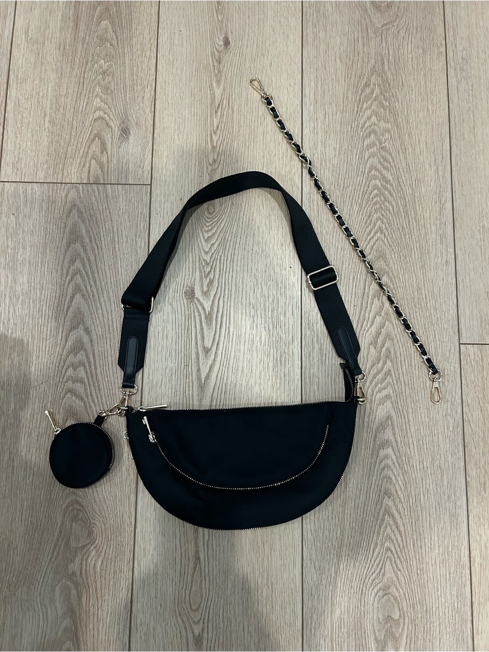 Sondra Roberts Squared Convertible Crescent Bag Black